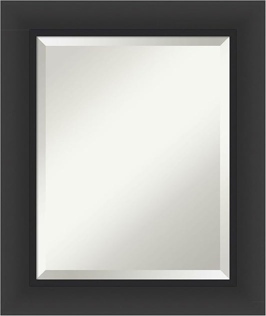 Amanti Art Black Bathroom Mirror for Over Sink, 26x22 Sloped Black Rectangle Vanity Mirror, Small Modern Contemporary Frame, Hangs Horizonally and Vertically, Bathroom Wall Decor, Beveled Edge
