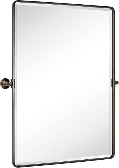 TEHOME 30 x 40'' Oil Rubbed Bronze Pivot Bathroom Mirror Tilt Vanity Mirror Large 40x30'' Dark Bronze Metal Framed Rectangle Pivoting Beveled Vanity Mirrors for Wall, Vertical