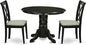 East West Furniture SHCL3-BLK-C 3 Piece Modern Dining Table Set Contains a Round Kitchen Table with Pedestal and 2 Linen Fabric Kitchen Dining Chairs, 42x42 Inch, Black