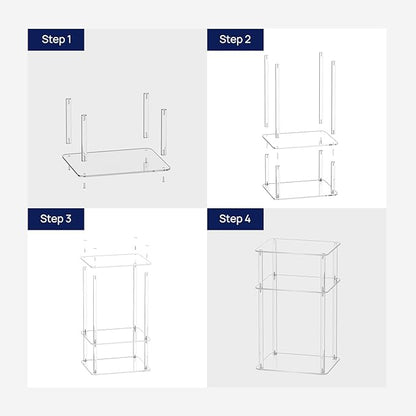 HMYHUM Acrylic Side Tables for Small Spaces, 14" L x 11.5" W x 23.2" H, Nightstand/Bedside Table Set of 2, Home Accent End Table for Living Room, Bedroom, 3-Tier, Clear