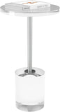 Acrylic End Table, Modern Minimalist Acrylic Side Tables, Clear Side Table for Living Room, Bedroom, Office, Drink Table (12" D x 12" W x 21" H, Silver)