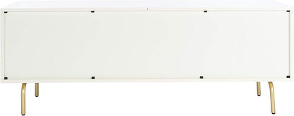 SAFAVIEH Genevieve TV Stand for up to 65" Flatscreen – Cream & White Washed Finish, Mid-Century Modern Storage Cabinet, Entertainment Media Console (MED5000D)
