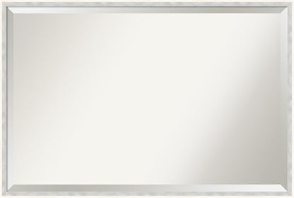 Amanti Art White Bathroom Mirror for Over Sink, 25x37 Paige White Silver Rectangle Vanity Mirror, Large Modern Contemporary Wood Frame, Hangs Horizonally and Vertically, Bathroom Wall Decor, Beveled