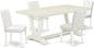 East West Furniture V027AB264-5 5 Piece Dinette Set Includes a Rectangle Dining Room Table with V-Legs and 4 White Faux Leather Upholstered Parson Chairs, 40x72 Inch, Multi-Color