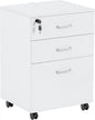 QDSSDECO 3 Drawer Mobile File Cabinet, Rolling Vertical Filing Cabinet fits A4, Legal Paper and Letter Paper for Home Office, White with Lock