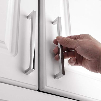 KOOFIZO 30-Pack Solid Square Bar Cabinet Handle - Chrome Furniture Pull, 6.3 Inch/160mm Screwhole Distance for Kitchen Cupboard Door, Bedroom Dresser Drawer, Bathroom Wardrobe Hardware