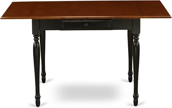 East West Furniture MZAN5-BCH-W 5 Piece Kitchen Table & Chairs Set Includes a Rectangle Dining Room Table with Dropleaf and 4 Dining Chairs, 36x54 Inch, Black & Cherry