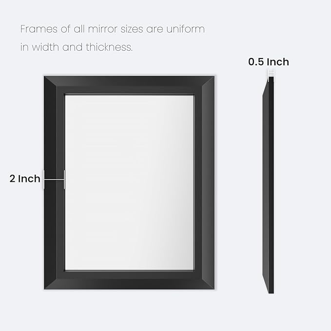 Amorho Black Bathroom Mirror, 60 X28 Inch Thick Metal Framed Wall Mirrors for Over 2 Sinks, Bedroom, Living Room, Entryway, Large Rectangle Wall-Mounted Mirrors.