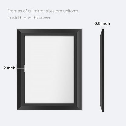 Amorho Black Bathroom Mirror, 60 X28 Inch Thick Metal Framed Wall Mirrors for Over 2 Sinks, Bedroom, Living Room, Entryway, Large Rectangle Wall-Mounted Mirrors.