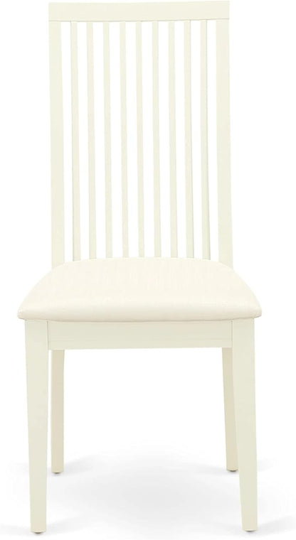 East West Furniture HBIP5-LWH-C 5 Piece Dining Set Includes a Round Dining Table with Pedestal and 4 Linen Fabric Kitchen Room Chairs, 42x42 Inch, Linen White