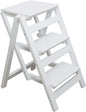 KINGBO Step Stool for Adults/Step Ladder/Counter Chair, 3-Step Folding Portable Wooden Step Stool, Anti-Slip & Lightweight (White)