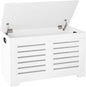 DINZI LVJ Storage Chest, Flip-top Wooden Toy Box Organizer with 2 Safety Hinges, Entryway Shoe Bench, Good Ventilation, Storage Bench for Living Room, Bedroom, Easy Assembly, White