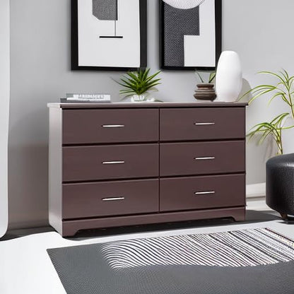 Storkcraft Brookside 6-Drawer Dresser (Espresso) – GREENGUARD Gold Certified, Nursery & Kids Storage, Nursery Essentials, Kids Room Storage, Durable Bedroom Dresser