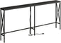 Masupu 70.9" Console Table with Power Outlet, Modern Narrow Long Sofa Table Behind Couch, Skinny Entry Table, Industrial Sofa Table with Metal Frame for Hallway, Living Room, Classic Black
