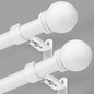 Curtain Rods for Windows 16 to 92 Inches, Curtain Rod Max Adjustable Length of 104 IN, 6/8" Diameter Drapery Rods Round Finials, White, Pack of 2
