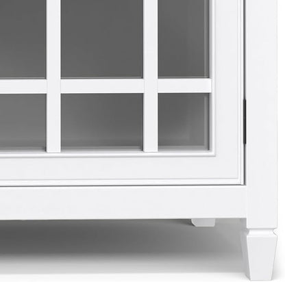 SIMPLIHOME Connaught SOLID WOOD 60 inch Wide Traditional Wide Storage Cabinet Buffet in White for the Living Room, Entryway and Family Room