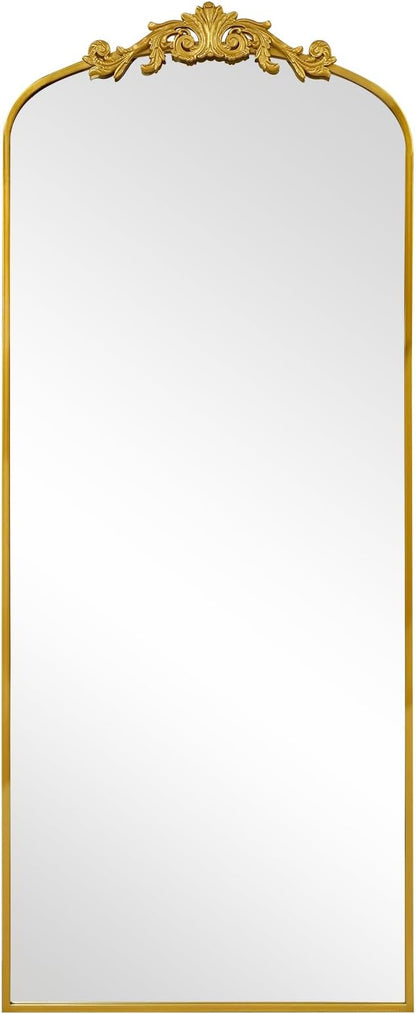AIXI HOME Antique Gold Arched Full Length Mirror, 71"x30" Floor Vintage Mirror with Ornate Frame, Baroque Inspired Home Decor for Livingroom Bedroom Entryway