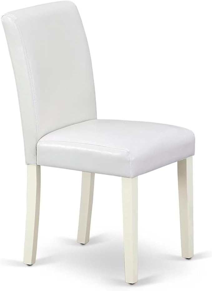East West Furniture V027AB264-7 7 Piece Dining Room Furniture Set Consist of a Rectangle Dining Table with V-Legs and 6 White Faux Leather Upholstered Chairs, 40x72 Inch, Multi-Color
