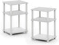 Furinno Just 3-Tier Turn-N-Tube End Table / Side Table / Night Stand / Bedside Table with Plastic Poles, 2-Pack, White/White