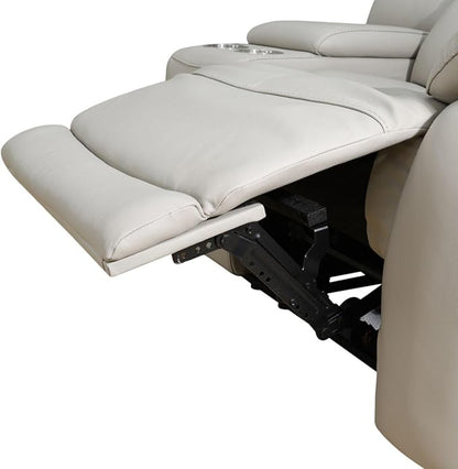 Electric Power Reclining Arm-Chair, Electric Genuine Breathing Leather Recliner Chair, Comfy Wide Lazy Top Grain Leather Chair with USB Port for Living Room (Grey, Single Chair)