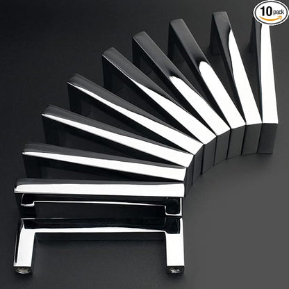 KOOFIZO Solid Square Bar Cabinet Handle - Chrome Furniture Pull, 3 Inch/76mm Screwhole Distance, 10-Pack for Kitchen Cupboard Door, Bedroom Dresser Drawer, Bathroom Wardrobe Hardware