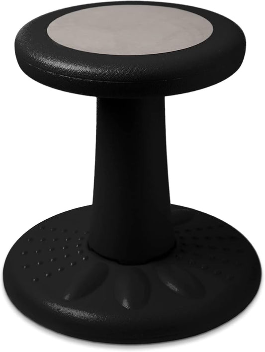 ActiveChairs Kids Wobble Chair, Flexible Preschool & Elementary Classroom Seating, Improves Focus, Posture & Helps ADHD/ADD, Sensory Chair, [Active Fidget Chairs], 14" Stool, Ages 3-7, Black
