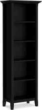 SIMPLIHOME Amherst Bookcase - 70 inch Tall 5-Shelf Solid Wood Bookshelf in Black, Transitional Storage for Living Room, Study Room or Office with Adjustable Shelves and Tapered Legs