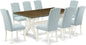 East West Furniture X077CE215-9 9 Piece Dining Room Set Includes a Rectangle Kitchen Table with X-Legs and 8 Baby Blue Linen Fabric Upholstered Parson Chairs, 40x72 Inch, Multi-Color
