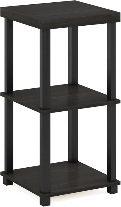 Furinno Turn-N-Tube Classic 3-Tier End Table, Side Table, Espresso/Black
