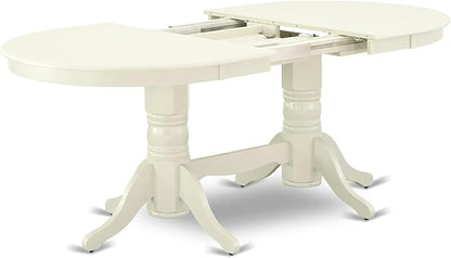 East West Furniture VAAS7-LWH-42 7 Piece Dining Table Set consists A Wooden Table and 6 Beige Red Polyester Fabric Parson Chairs with Stylish Back- Linen White Finish