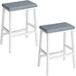 HOOBRO Bar Stools, Set of 2 Bar Chairs, PU Leather Upholstered Breakfast Stools, Easy Assembly, Suitable for Kitchen, Bar, Dining Room, White and Gray WG01MD01