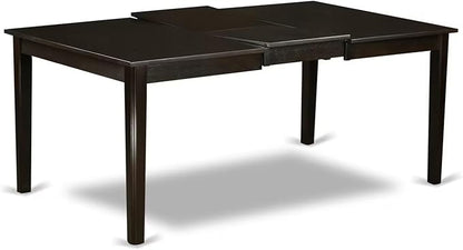 East West Furniture HEDR7-CAP-03 7 Piece Kitchen Table & Chairs Set Consist of a Rectangle Dining Table with Pedestal and 6 Brown Linen Fabric Parson Chairs, 42x72 Inch, Cappuccino