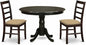 East West Furniture HLAN3-CAP-C 3 Piece Dining Table Set for Small Spaces Contains a Round Dining Room Table with Pedestal and 2 Linen Fabric Upholstered Chairs, 42x42 Inch, Cappuccino