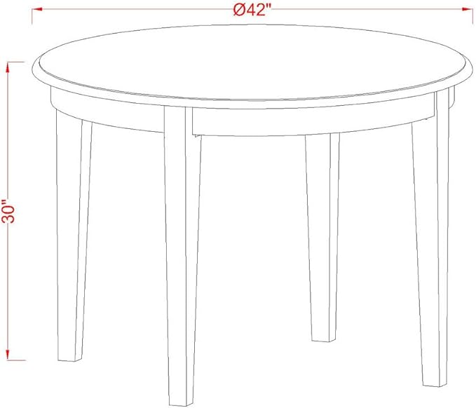 East West Furniture BONO5-LWH-W 5 Piece Dining Set Includes a Round Dinner Table and 4 Kitchen Dining Chairs, 42x42 Inch, Linen White