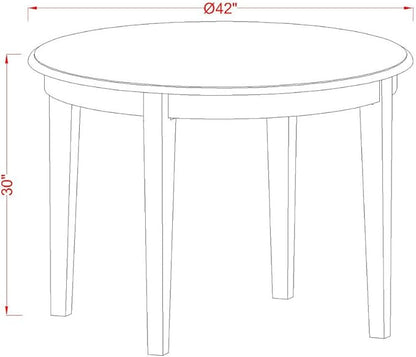 East West Furniture BONO5-LWH-W 5 Piece Dining Set Includes a Round Dinner Table and 4 Kitchen Dining Chairs, 42x42 Inch, Linen White