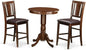 East West Furniture EDBU3-MAH-LC 3 Piece Counter Height Dining Table Set Contains a Round Wooden Table with Pedestal and 2 Faux Leather Upholstered Chairs, 30x30 Inch, Mahogany
