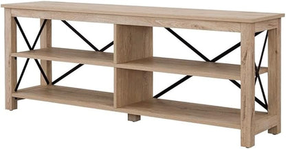 Henn&Hart Rectangular TV Stand for TV's up to 70" in White Oak, Electric Fireplace TV Stands for the Living Room