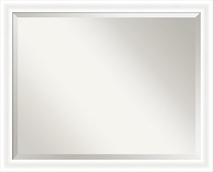 Amanti Art White Bathroom Mirror for Over Sink, 25x31 Oliver White Narrow Rectangle Vanity Mirror, Large Modern Wood Frame, Hangs Horizonally and Vertically, Bathroom Wall Decor, Beveled Edge