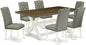 East West Furniture X077EL207-7 7 Piece Dining Room Table Set Consist of a Rectangle Dining Table with X-Legs and 6 Gray Linen Fabric Upholstered Parson Chairs, 40x72 Inch, Multi-Color