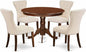 East West Furniture HLGA5-MAH-32 5 Piece Dining Room Furniture Set Includes a Round Dining Table with Pedestal and 4 Light Beige Linen Fabric Parsons Chairs, 42x42 Inch, Mahogany