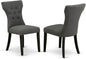 East West Furniture GAP6T50 Gallatin Parson Chairs - Button Tufted Nailhead Trim Dark Gotham Linen Fabric Upholstered Dining Chairs, Set of 2, Wirebrushed Black