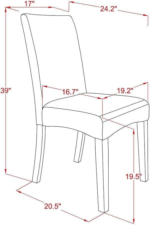 East West Furniture V627DR124-7 7 Piece Modern Dining Table Set Consist of a Rectangle Wooden Table with V-Legs and 6 Black Color Linen Fabric Parsons Dining Chairs, 40x72 Inch, Multi-Color