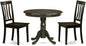 East West Furniture ANTI3-CAP-W 3 Piece Dining Set Contains a Round Kitchen Table with Pedestal and 2 Dining Chairs, 36x36 Inch, Cappuccino