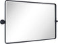 TEHOME Horizontal Pivot Mirror Black Tilt Mirror for Bathroom Beveled Metal Framed Pivoting Rectangle Bathroom Mirror, 35x23''