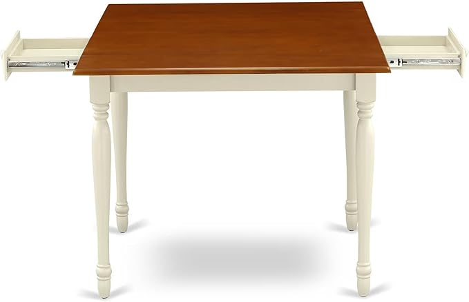 East West Furniture MZKE5-WHI-W 5 Piece Dining Set Includes a Rectangle Dining Room Table with Dropleaf and 4 Wood Seat Chairs, 36x54 Inch, Buttermilk & Cherry