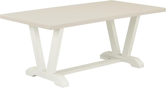 East West Furniture V027LA015-9 9 Piece Dining Set Includes a Rectangle Dining Room Table with V-Legs and 8 Baby Blue Linen Fabric Upholstered Parson Chairs, 40x72 Inch, Multi-Color