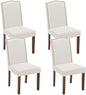 Kitchen Chairs Set of 4 Modern Upholstered Fabric Seat with Nailhead Trim and Ergonomic Lumbar Support for Living Room and Rustic Farmhouse Dining Area, Beige