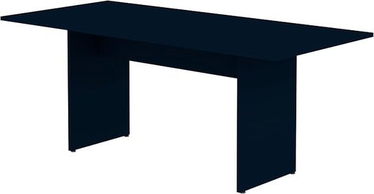 Manhattan Comfort Nomad Dining Table for 4 to 6, Modern Rustic Farmhouse Statement Furniture Piece with Protouch Wood Grain Finish, Sturdy H-Base Pedestal Design, Easy Assembly, 67.91", Midnight Blue