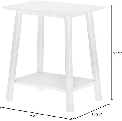 Plank+Beam Wooden Side Table with Storage, Mid Century Modern End Tables for Living Room, Small Solid Wood Nightstand, Bedside Tables, Bedroom Furniture, White