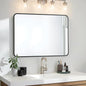 30"x40" Bathroom Wall Mirror with Matte Black Metal Frame & HD Glass, Copper-Free Mirrors Modern Rectangle Round Corner Framed Vanity Mirror - Horizontal or Vertical Installation